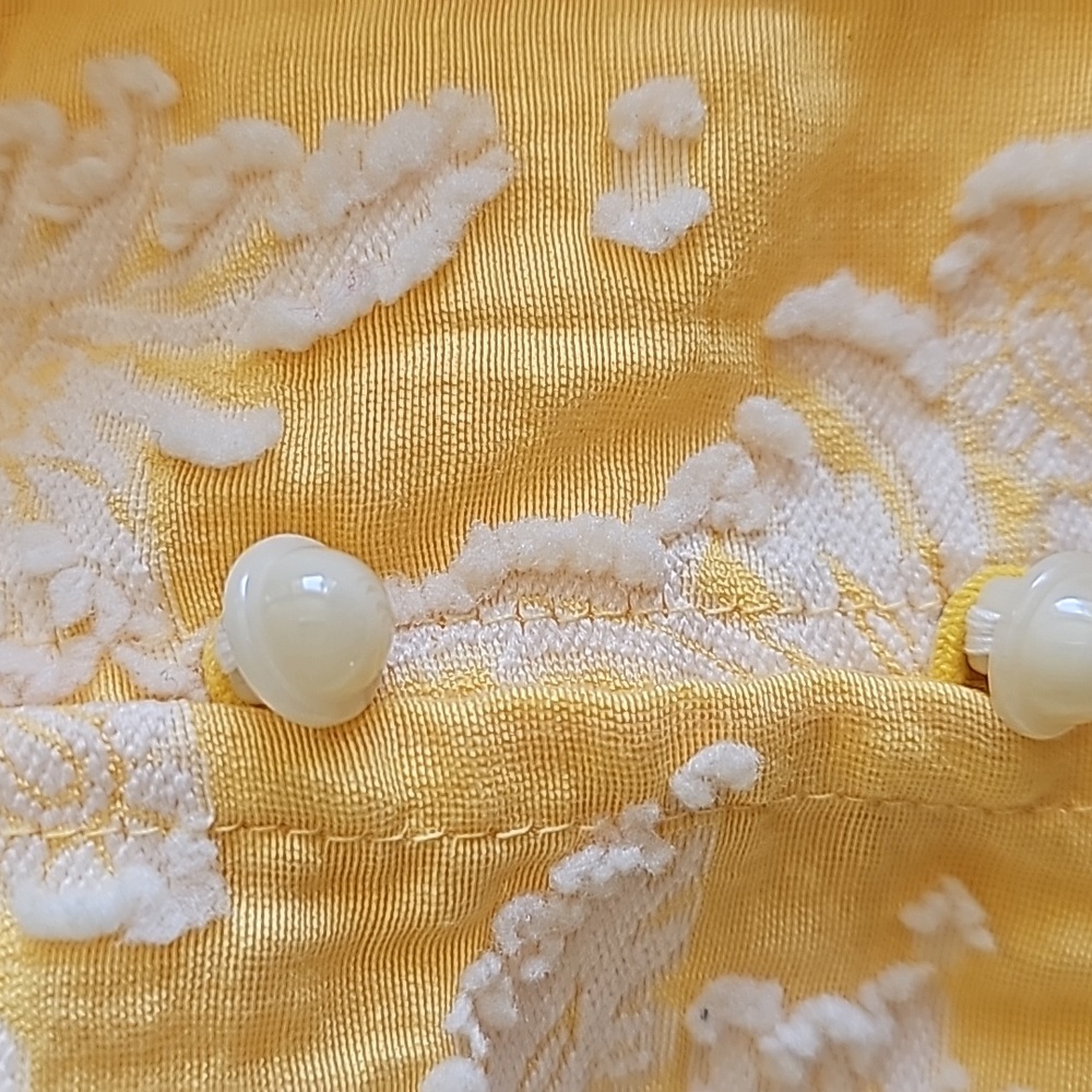 Anthropologie Yvonne Textured Button down yellow square neck flowy shirt XL - Picture 5 of 6